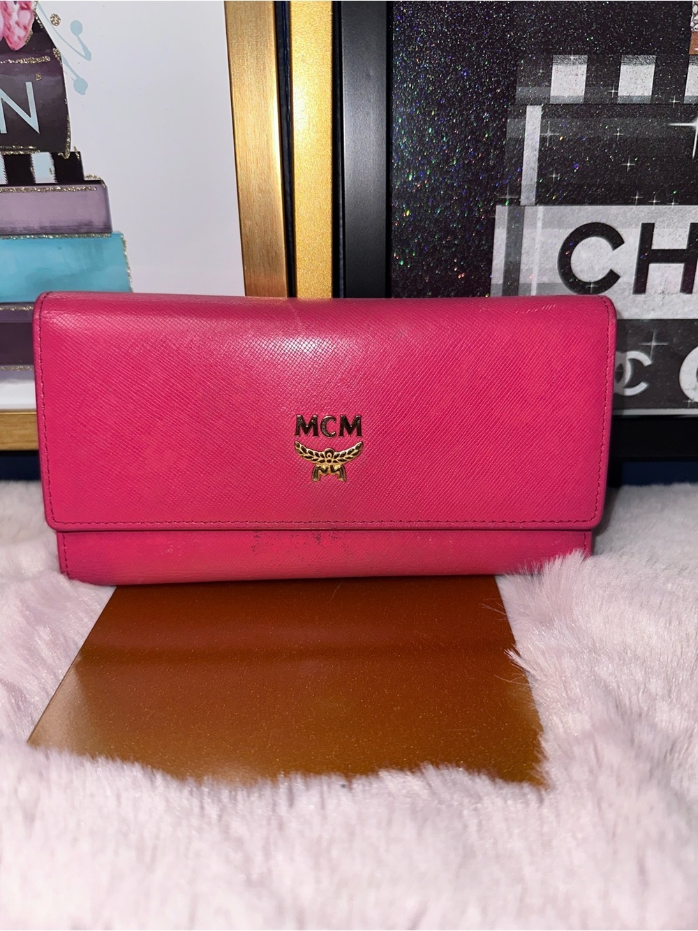 MCM Pink & Orange Long Wallet Leather Bifold